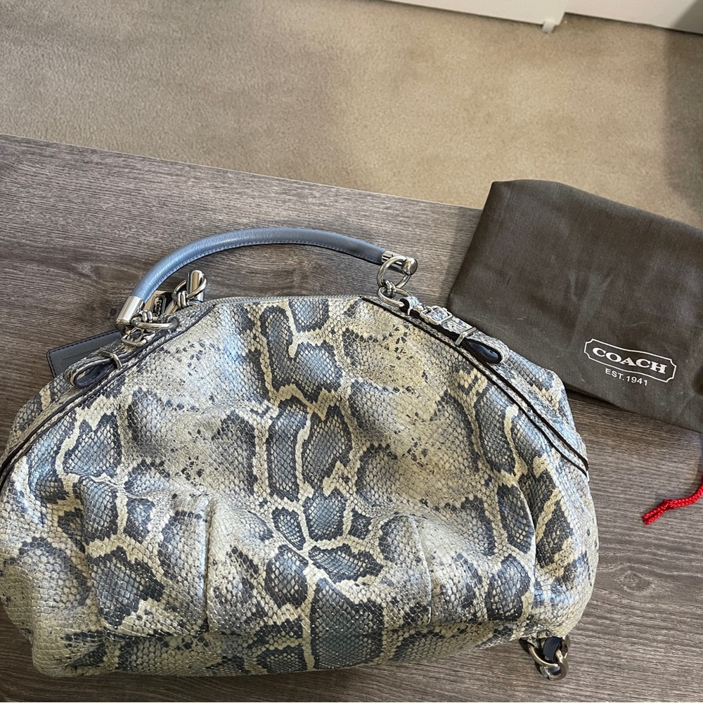 Coach Blue and Gray Snakeskin Bag - Picture 8 of 9